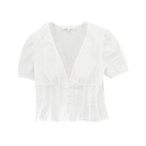 MORE TO COME White Short-Sleeved Peasant Top with V-Neckline
